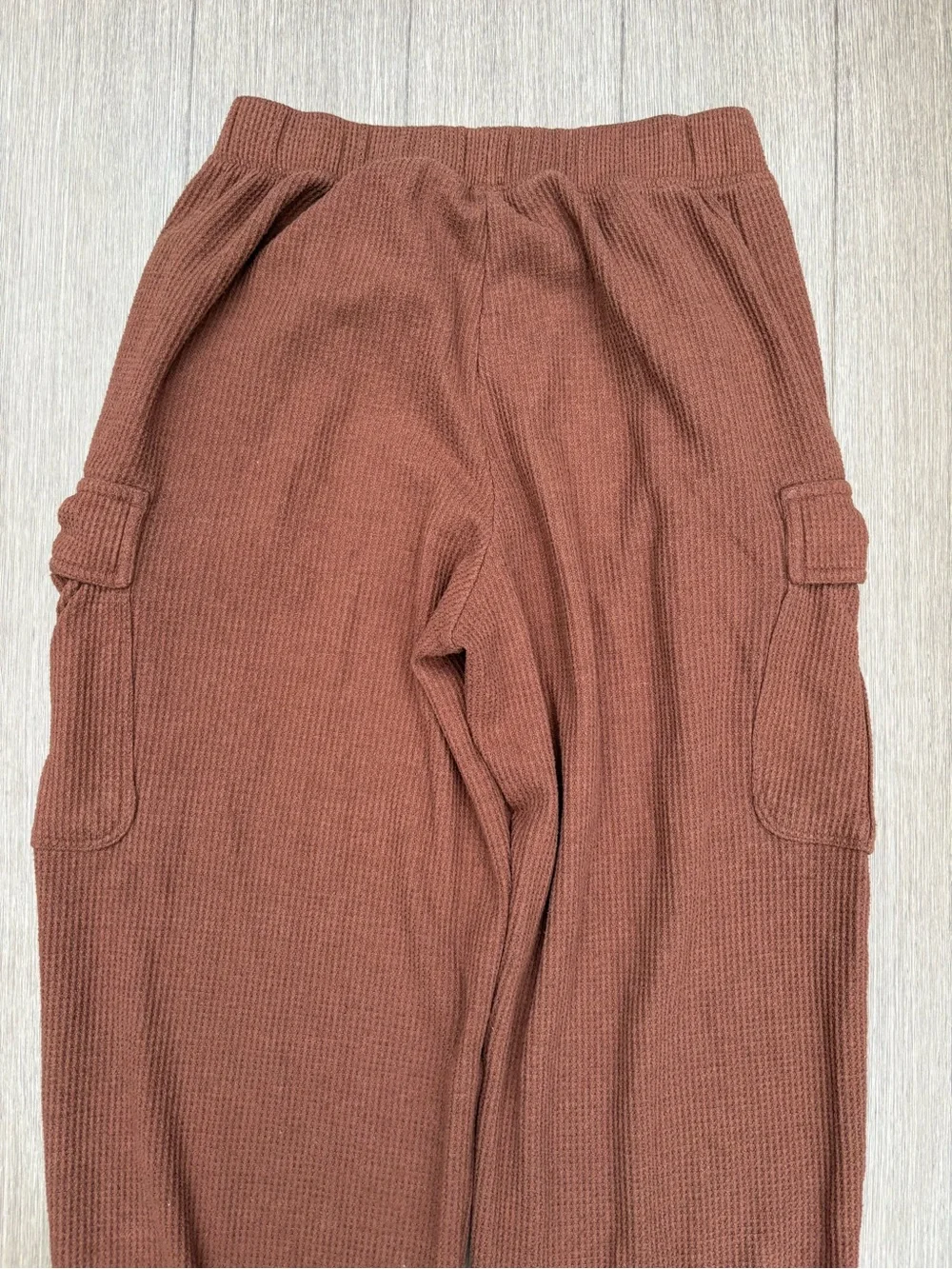 Aerie Traveler Lounge Waffle Cargo Joggers In Terracotta Rusty Brown Size S